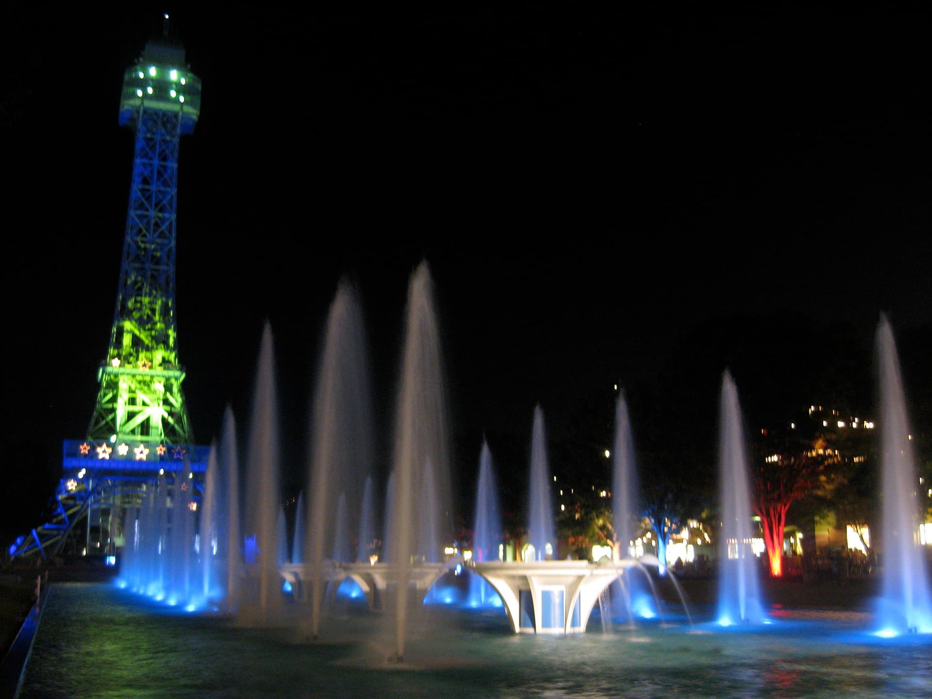 Kings Island Eiffel Tower at night